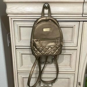 Bebe Gold Quilted small Backpack